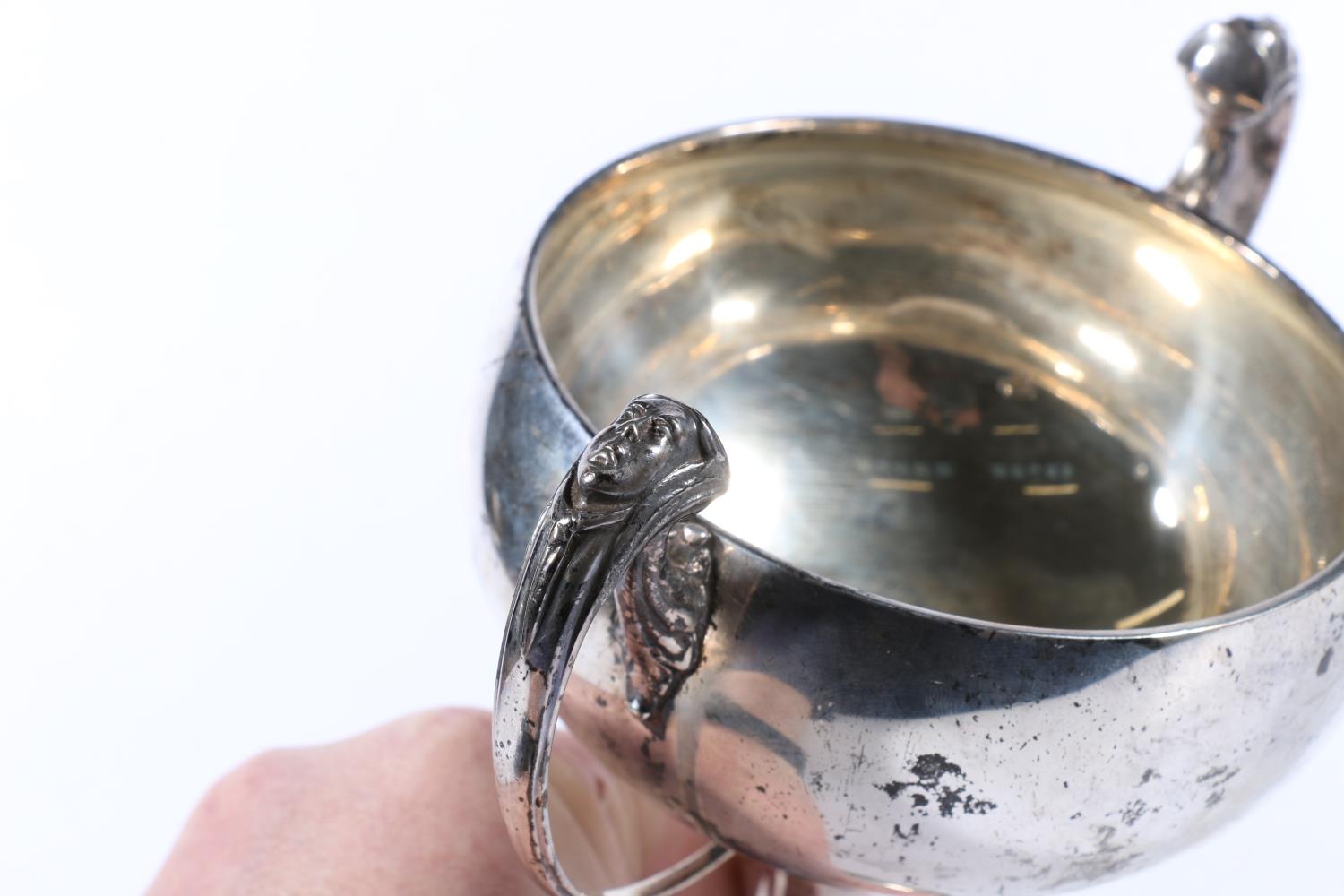 George V silver twin handled chalice cup by H Phillips of Aldershot, London, 1924, 17.5cm tall, - Image 2 of 4