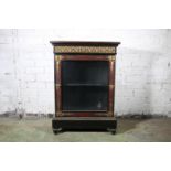 Late 19th century French ebonised and amboyna boulle work pier cabinet, with glazed door enclosing a