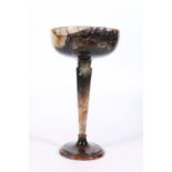 19th century Blue John goblet, the bowl raised on circular tapering stem upon spreading circular