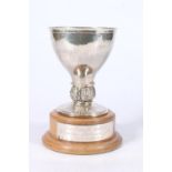 George V silver goblet with lion mask stem by Ramsden & Carr (Omar Ramsden & Alwyn Carr), London,