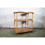 Ercol blonde tone beech and elm model 458 three tier trolley, 70cm wide