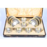 Schlaggenwald of Czechslovakian a cased set of six tea cups and saucers decorated with gilt Art Deco