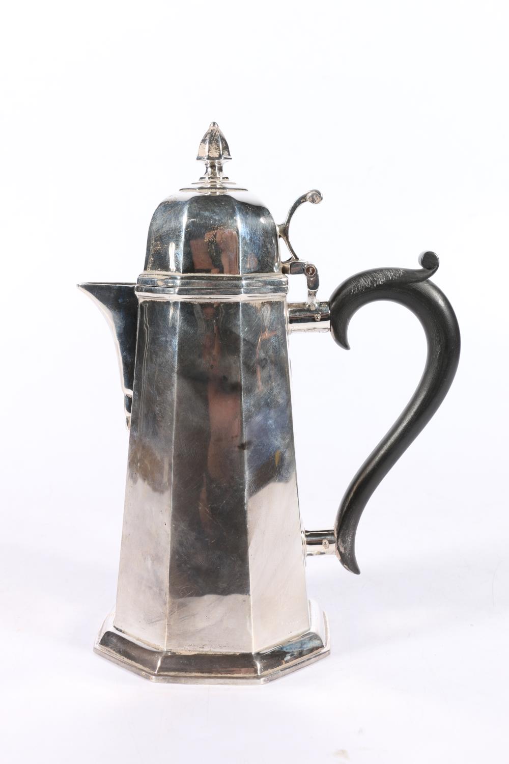 George VI silver café au lait pot by Jay, Richard Attenborough Co Ltd, Chester, 1937, 22cm tall,