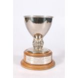 George V silver goblet with lion mask stem by Omar Ramsden, London, 1926, inscribed to base 'Omar