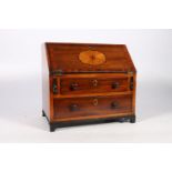 19th century apprentice piece in the form of a Georgian mahogany two-drawer bureau with inset