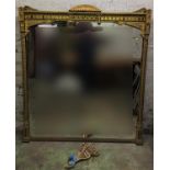 Aesthetic Movement gilt overmantle wall mirror with designs of acanthus leaves and flowers,