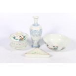 Group of Chinese porcelain to include an early blue and white baluster vase 14.5cm tall, a