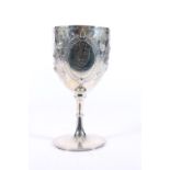 Oxford University Boat Club interest, a Victorian silver presentation chalice goblet with relief
