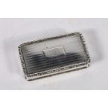 Early 19th century silver snuff box with engine turned decoration and floral rim by Nathaniel Mills,