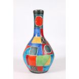 Guido Gambone (Italian 1909-1969), a modernist pottery bottle vase with incised geometric polychrome