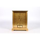 Jaeger Le Coultre Atmos mantle clock in gilt metal rectangular case, 22cm tall.