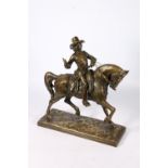 After EDOUARD DROUTT (1859-1945) French cast bronze figure group, modelled as a musketeer on