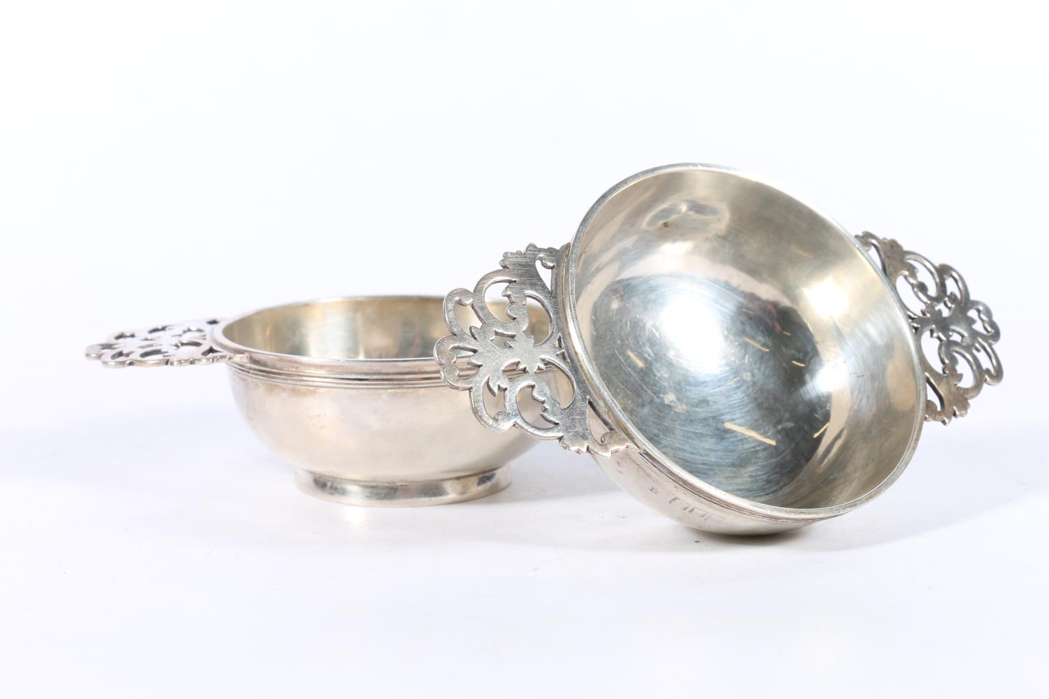 Pair of Victorian silver quaichs with pierced handles by Wakely & Wheeler (James Wakely & Frank