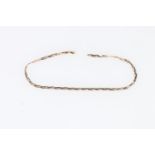 18ct gold Italian tri-colour entwined necklace, 40cm long, 9.5g.