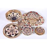 Royal Crown Derby bone china 1128 Imari pattern ashet, date marks for 1989, 34cm wide, an