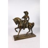 After EDOUARD DROUTT (1859-1945) French cast bronze figure group, modelled as a musketeer on