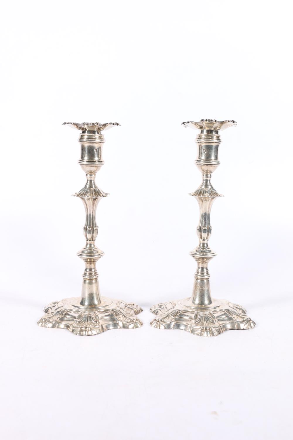 Pair of Georgian silver candlesticks in the manner of William Cafe, makers mark [I pellet S]