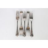 Set of three silver old English pattern table forks by William Eley I & William Fearn, London,