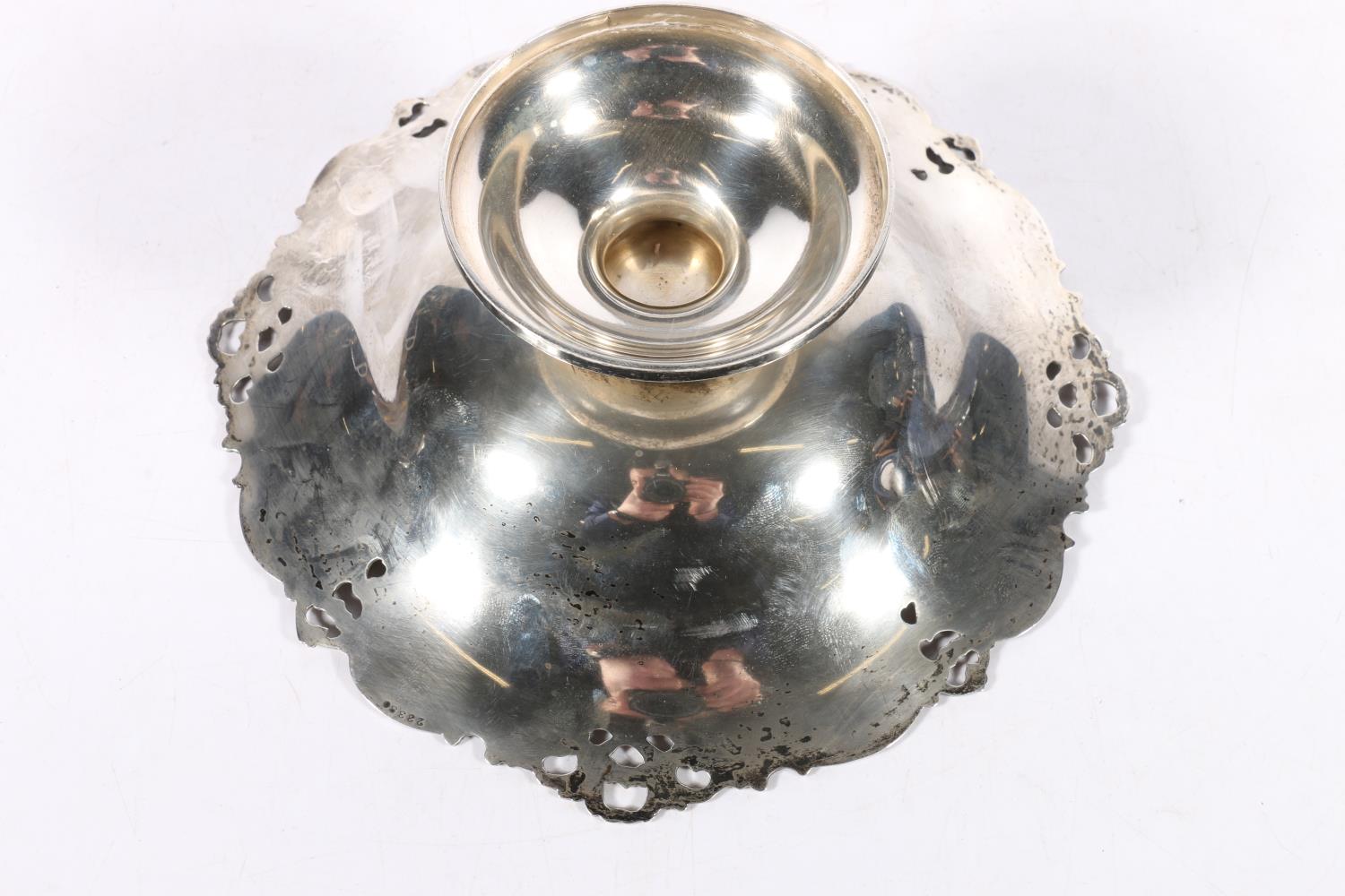 George VI silver pedestal bowl with C scroll and pierced ornamental rim by Davis, Duff & Son, - Image 3 of 3