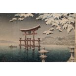 TSUCHIYA KOITSU (Japanese 1870-1949) Miyajima winter scene  Coloured woodblock print, 24cm x