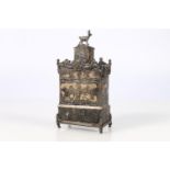 Antique Dutch silver tea caddy of rectangular form, the finial in the form of a ram, the body