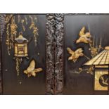 Pair of Japanese Shibayama marquetry panels depicting birds in a nest and another of birds in