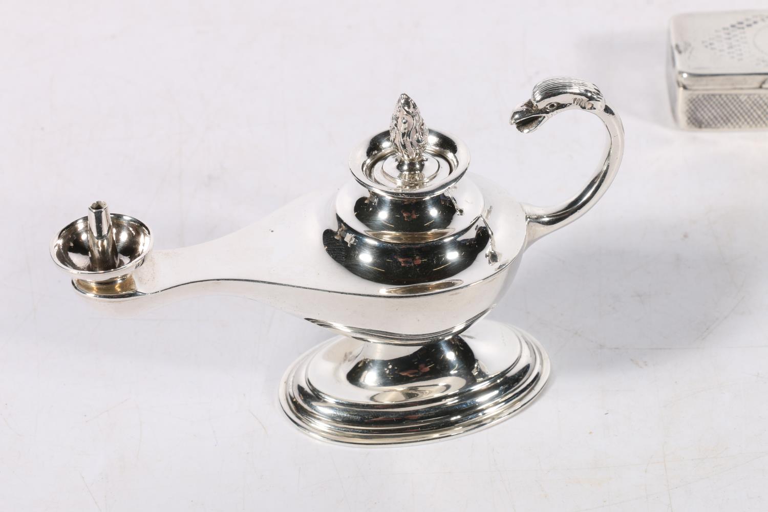 Elizabeth II silver table lighter in the form of an Aladdin's lamp by Adie Brothers Ltd, Birmingham, - Image 2 of 4