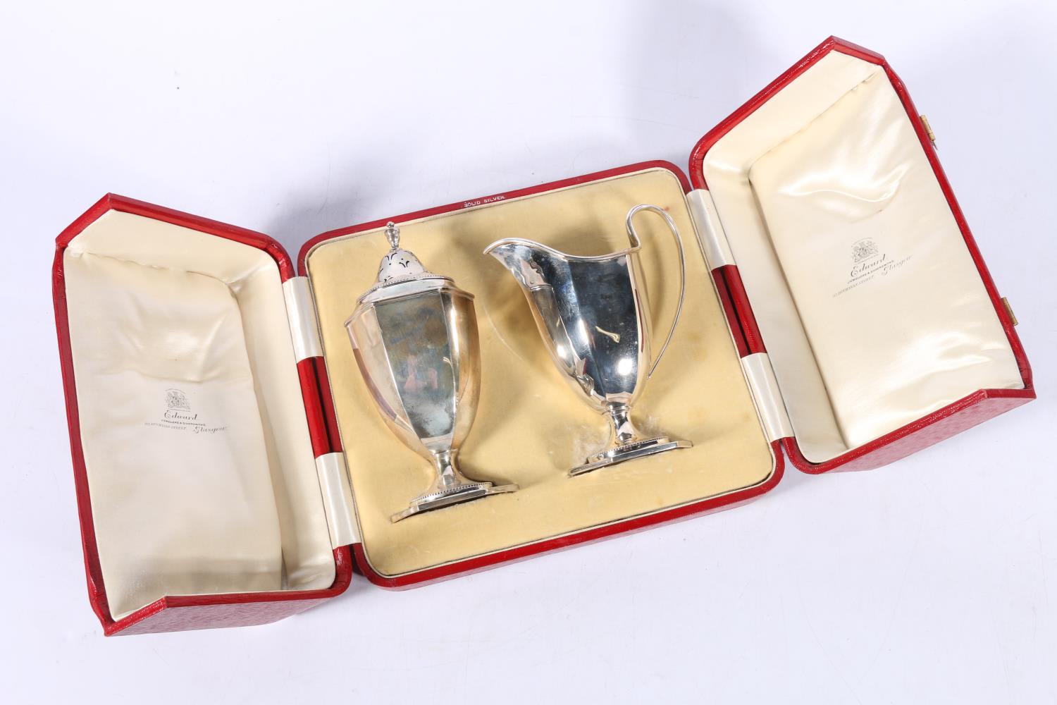 George V silver sugar castor and milk jug by George Edward & Sons (David & George Edward),