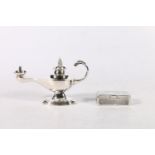 Elizabeth II silver table lighter in the form of an Aladdin's lamp by Adie Brothers Ltd, Birmingham,