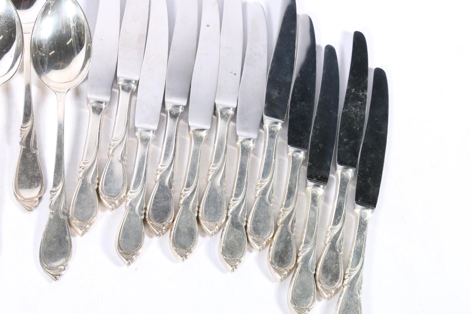 Polish 800 grade silver suite of flatware comprising twelve table spoons, twelve table forks and - Image 6 of 8