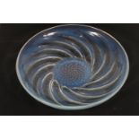 Lalique of Paris, art glass Poisson fish pattern shallow bowl, raised signature 'R Lalique', 29cm