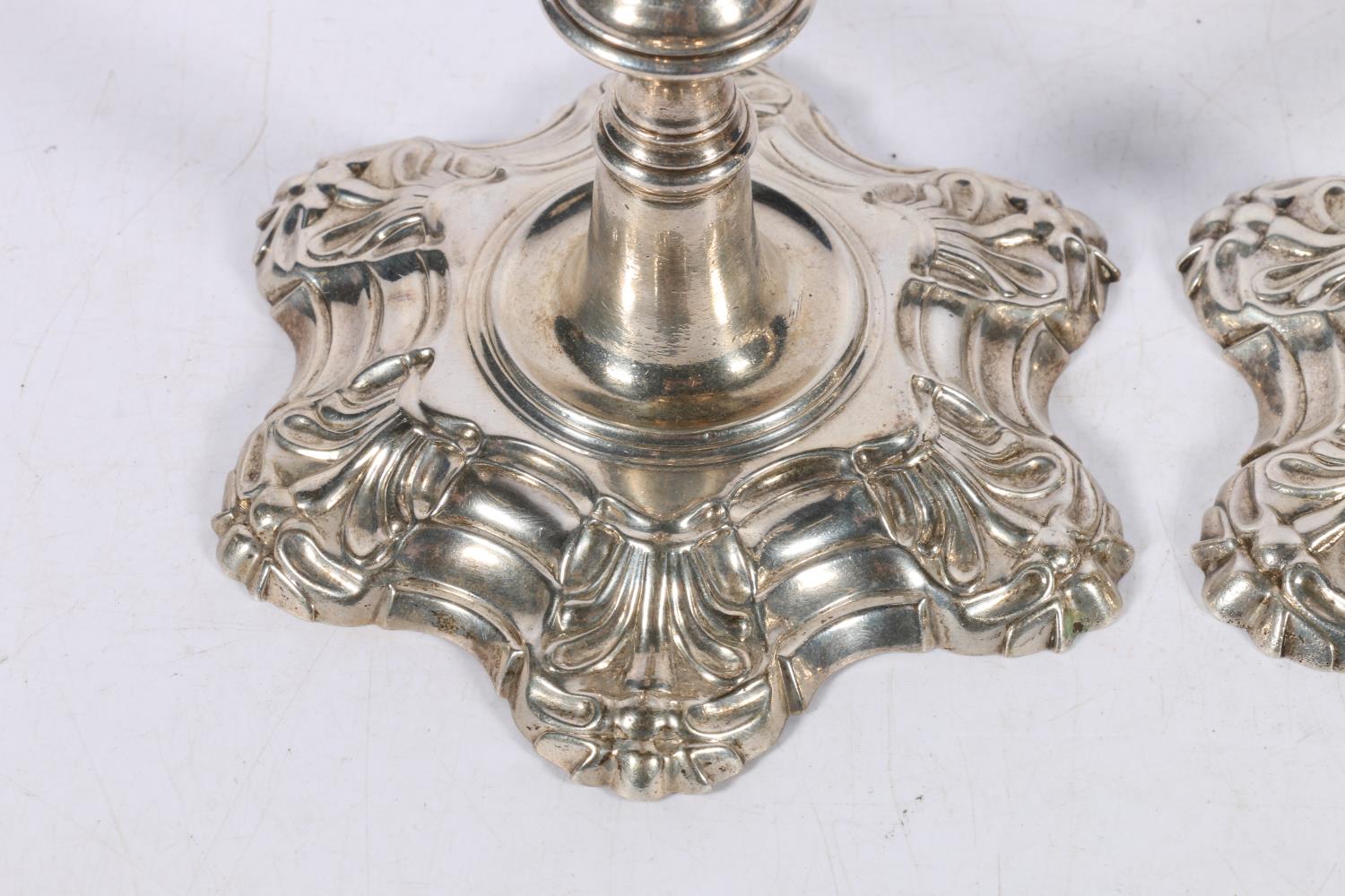 Pair of Georgian silver candlesticks in the manner of William Cafe, makers mark [I pellet S] - Image 2 of 7