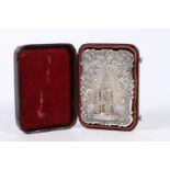 Victorian silver "Castle Top" card case, the body in high relief depicting The Sir Walter Scott