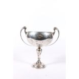 George V silver twin handled chalice cup by H Phillips of Aldershot, London, 1924, 17.5cm tall,