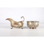 Silver sauce boat with scroll handle by Henry Hobson and Sons, Birmingham 1902, and a Victorian