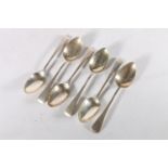 Set of six silver oar pattern dessert spoons by John, Henry and Charles Lias, London 1824, 198g