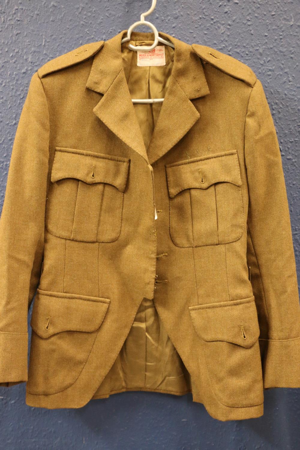 British Army uniform, a khaki green trench coat with Moss Bros of London label having HLI Highland - Image 4 of 5