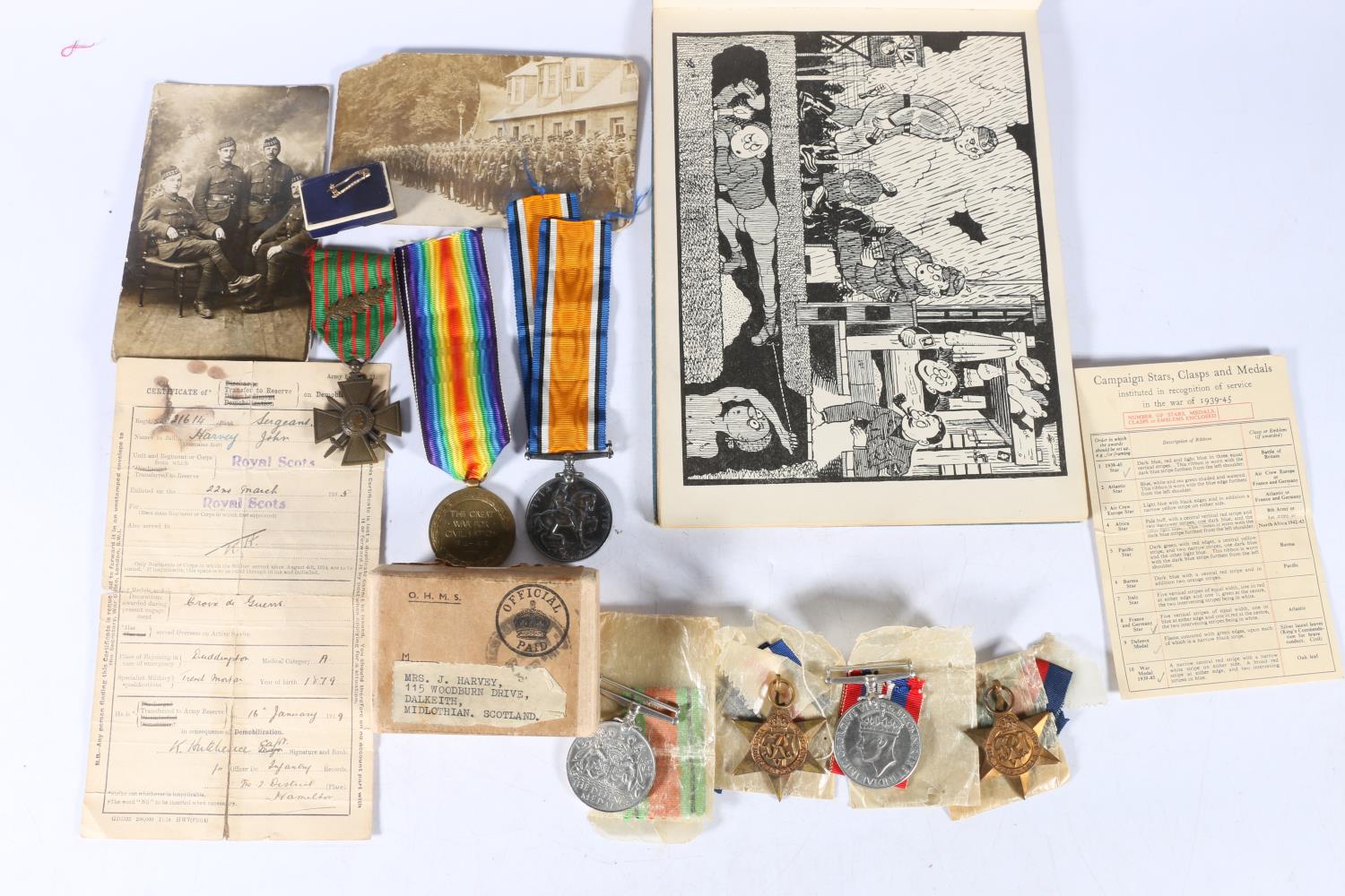 Harvey family medal groups to include WWI war medals of 21641 Sergeant John Harvey of the Royal