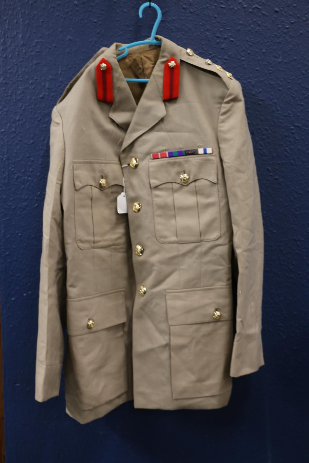 British Army uniform, a khaki green trench coat with Moss Bros of London label having HLI Highland - Image 2 of 5