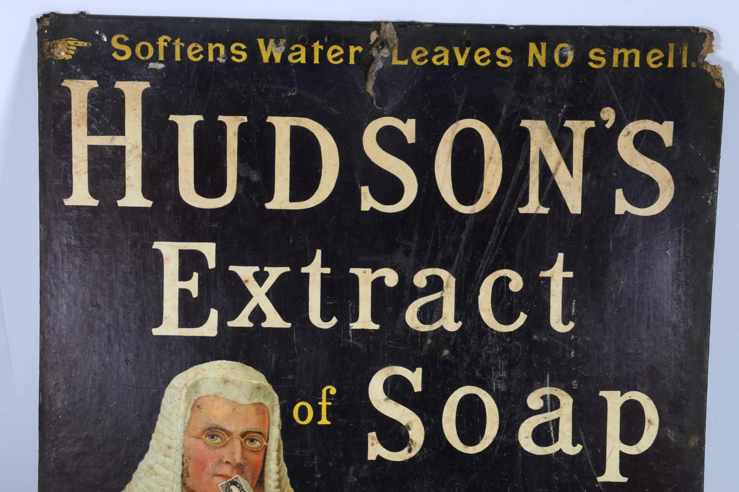 Vintage advertisement sign for 'Hudson's Extract of Soap', 46cm x 33cm. - Image 2 of 4