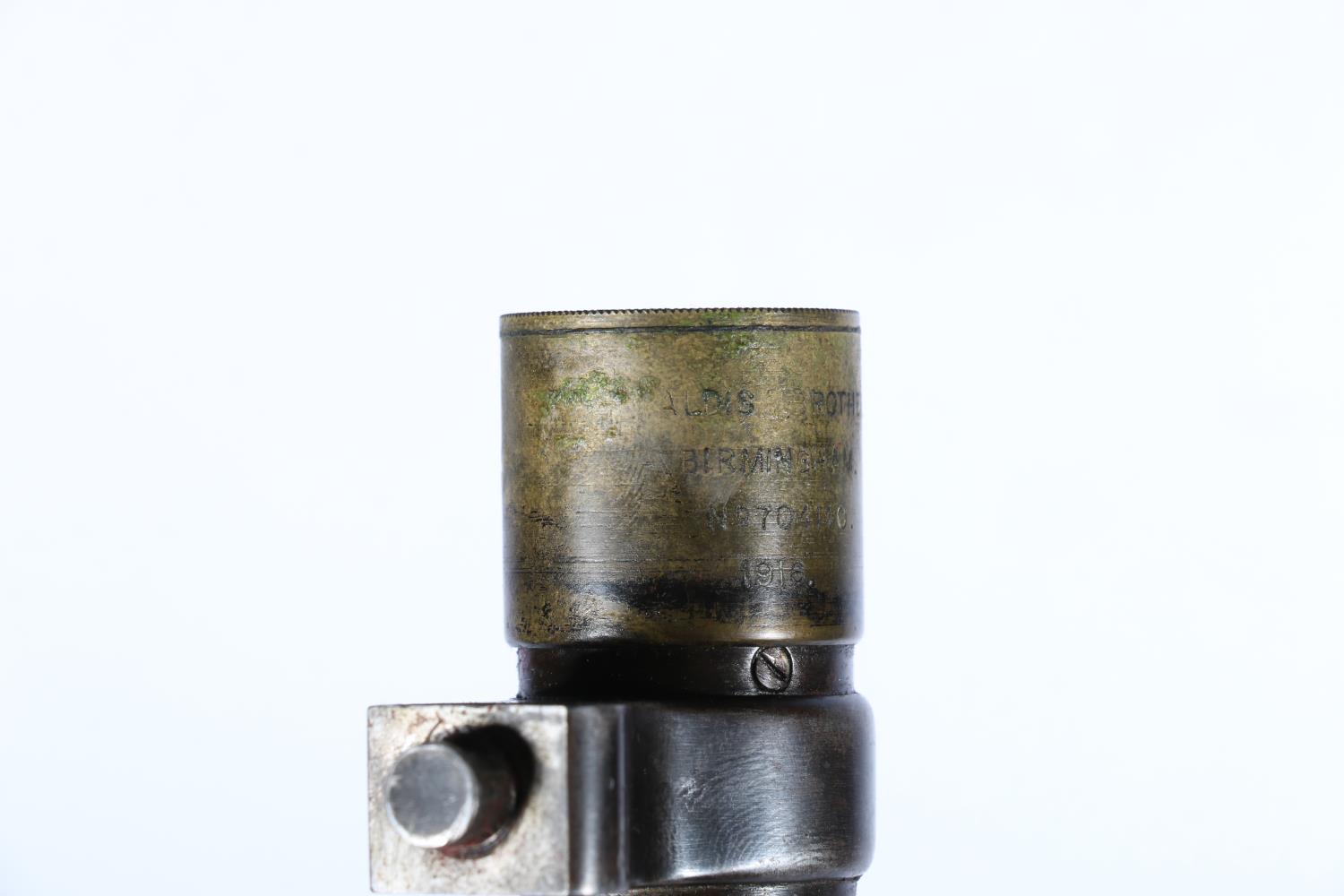 Aldis Brothers of Birmingham WWI era rifle scope, numbered '704140' and dated '1916', further marked - Image 2 of 3