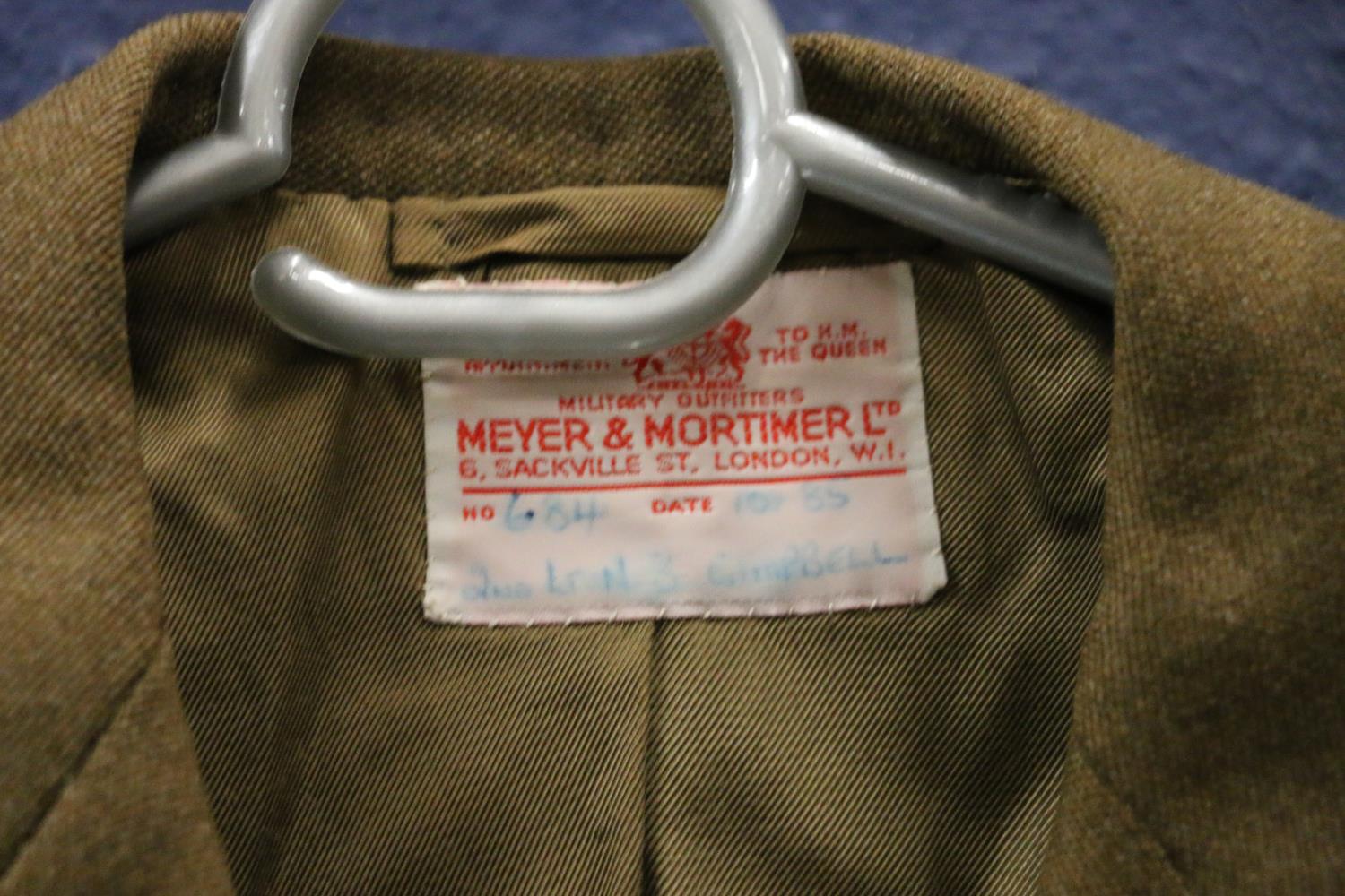 British Army uniform, a khaki green trench coat with Moss Bros of London label having HLI Highland - Image 5 of 5