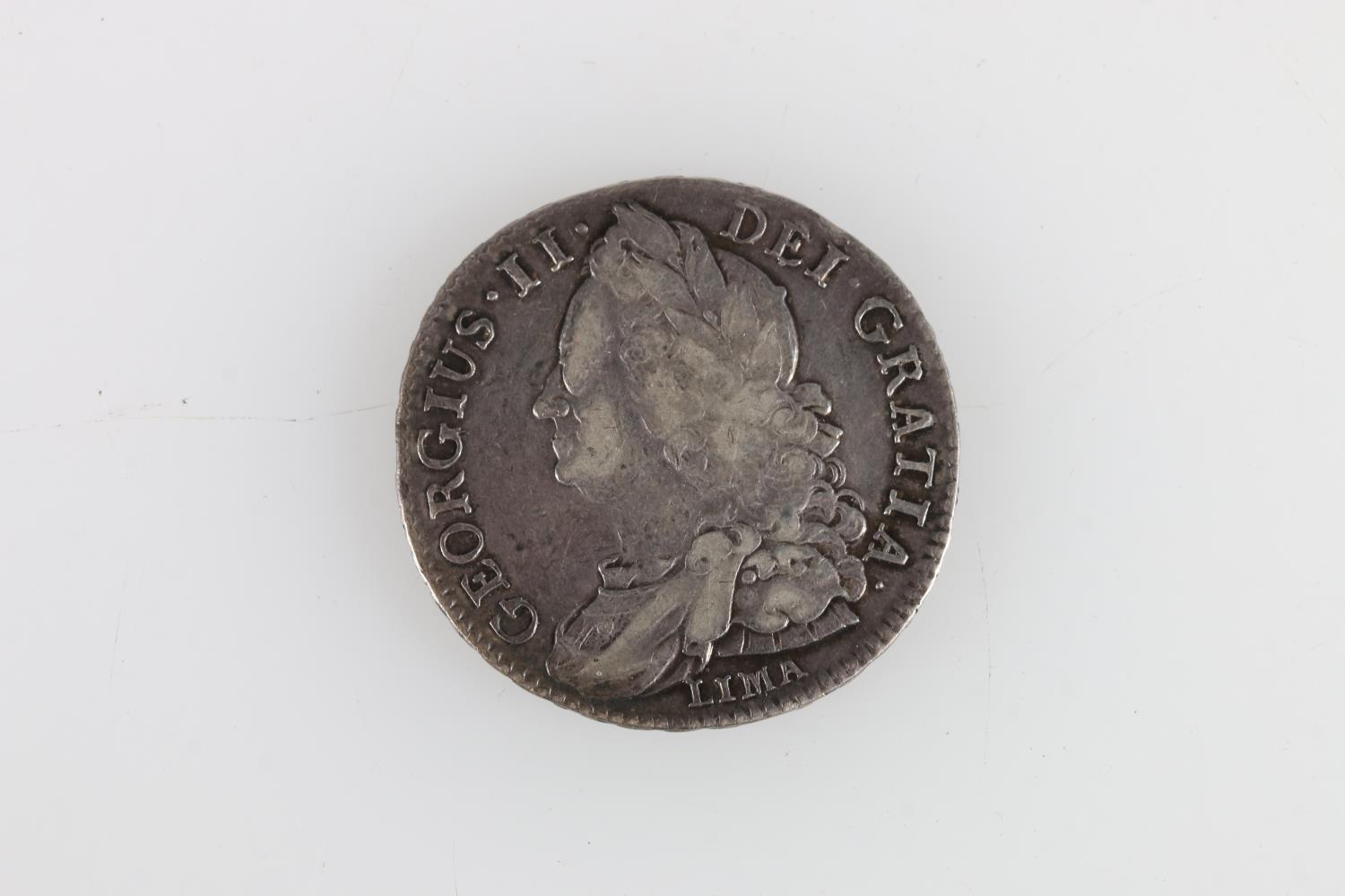 UNITED KINGDOM George II (1727-1760) silver half crown 1745 Decimo Nono, Lima below the bust, S3695. - Image 2 of 2