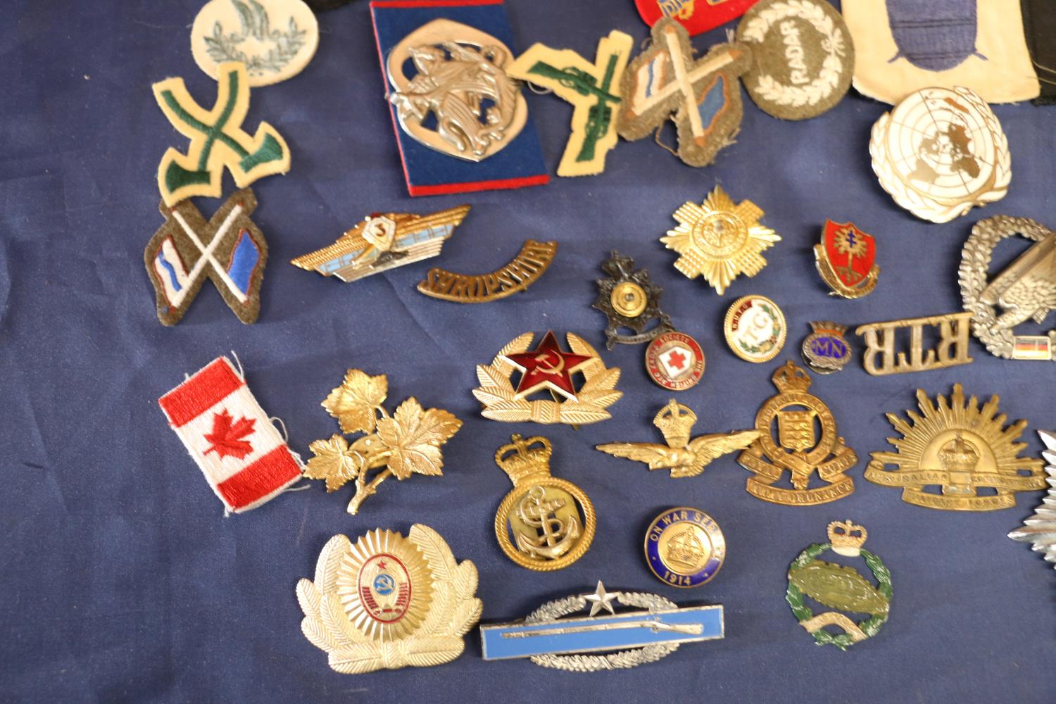 Large collection of military cap badges etc. to include an Argyll and Sutherland Highlanders plaid - Image 3 of 7