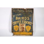 Vintage advertisement sign for 'Baird's Coffee Essence', 47cm x 37cm.