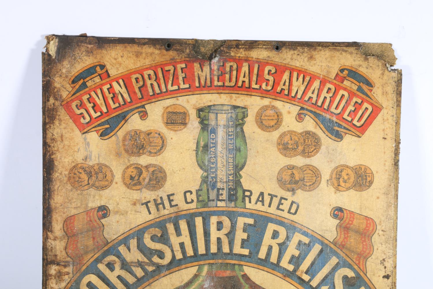 Vintage advertisement sign for 'The Celebrated Yorkshire Relish', 48cm x 31cm. - Image 2 of 4