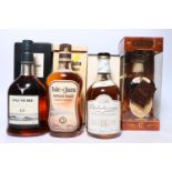 Four bottles of single malt Scotch whisky to include THE DALMORE 12 year old 40% abv. 70cl boxed,