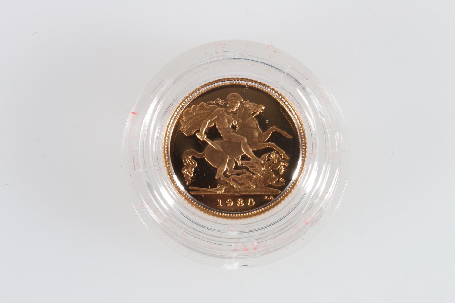 UNITED KINGDOM Elizabeth II (1952-2022) gold proof half sovereign 1980 capsulated and in Royal - Image 2 of 3