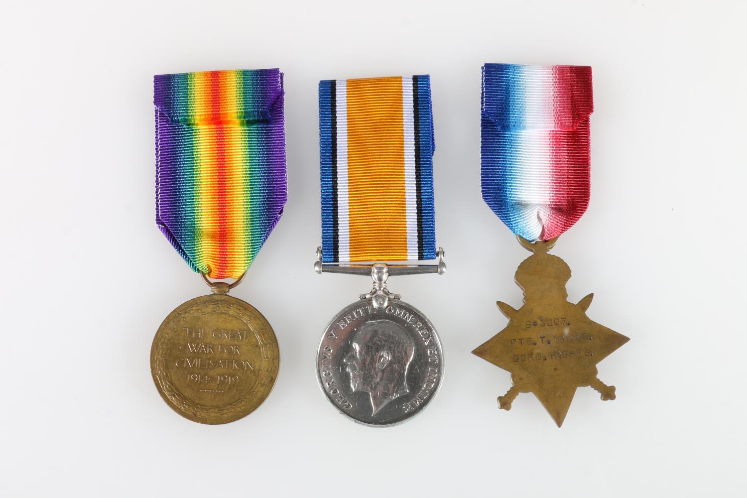 Medals of S/3207 Private Thomas Nimmo of the 9th Battalion Gordon Highlanders comprising WWI British - Image 2 of 2