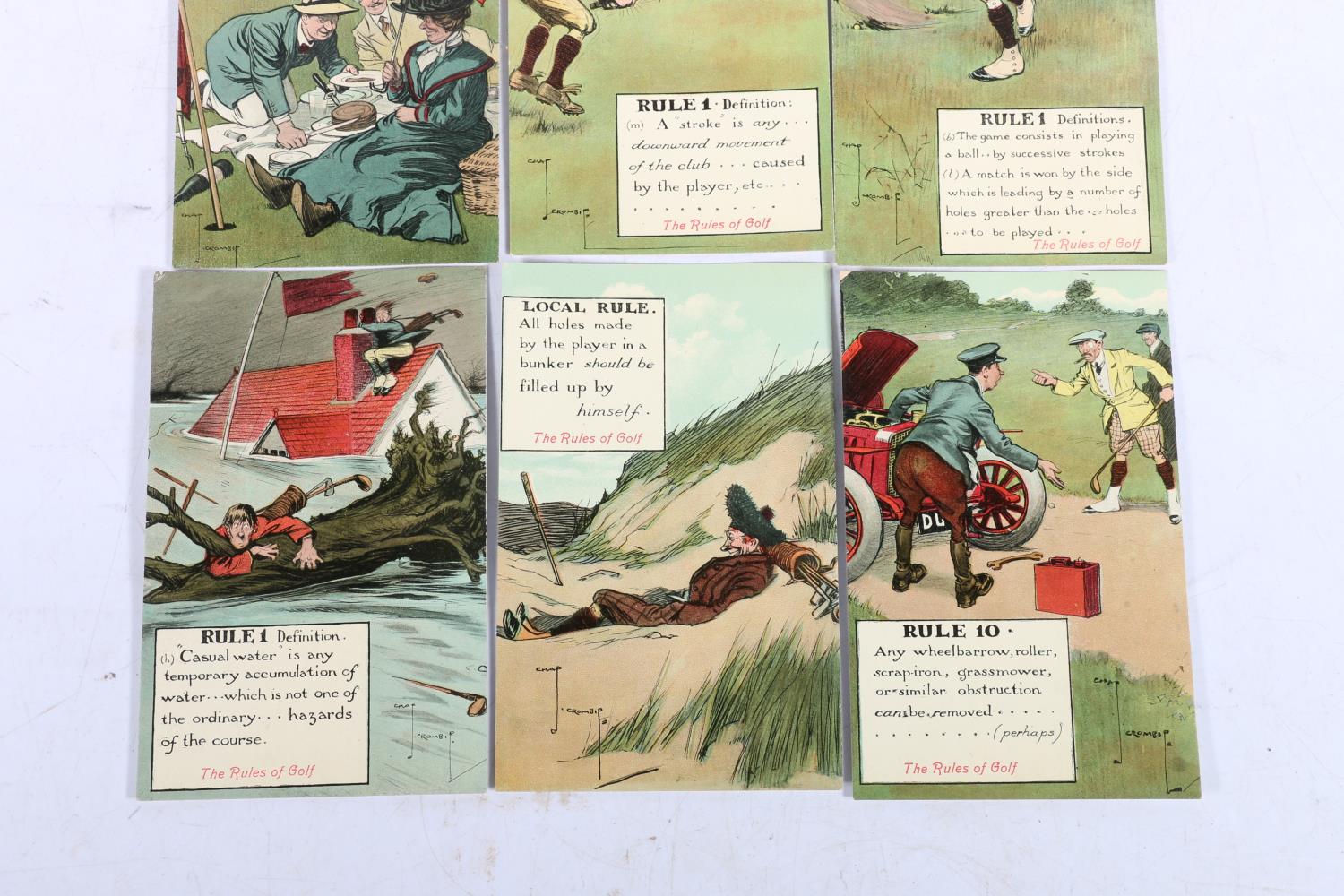 Valentine's of Dundee 'The Rules of Golf' set of six postcards in original envelope. The original - Image 2 of 5